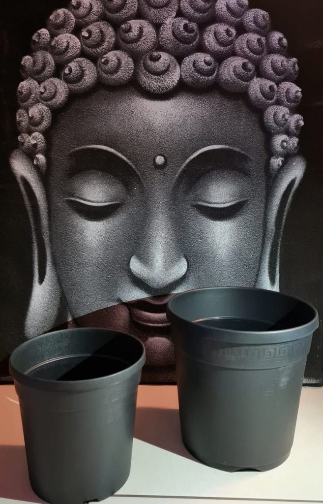 Blumentopf  - Ø 17cm & 18cm, stabil, schwarz, verziert