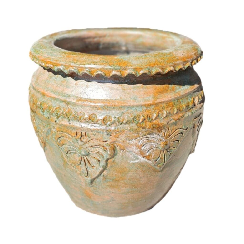 Keramik-Pflanzkübel mit antiker Glasur, 45 cm - balinesische Handarbeit