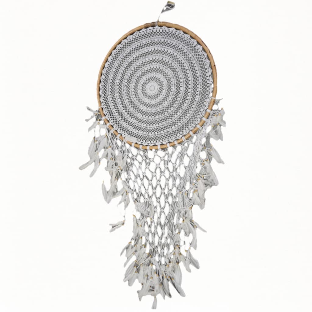 Großer Traumfänger in Weiß – 180 cm lang, 78 cm Ø