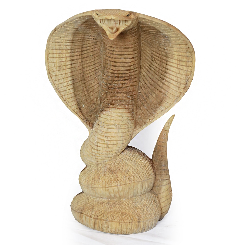 Naga Raja Kobra aus Suarholz – Handgeschnitzte Königskobra, 40 cm