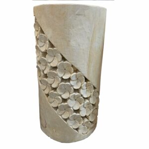 Gartenleuchte Frangipani aus behandeltem Kalkstein, 60 cm hoch, 30 cm Durchmesser