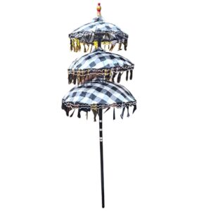 Kirana Zeremonieschirm: Dreifach-Schirm mit Yin-Yang Design, 200 cm Höhe